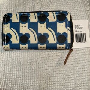 Blue Poppy Cat Print Zip Wallet